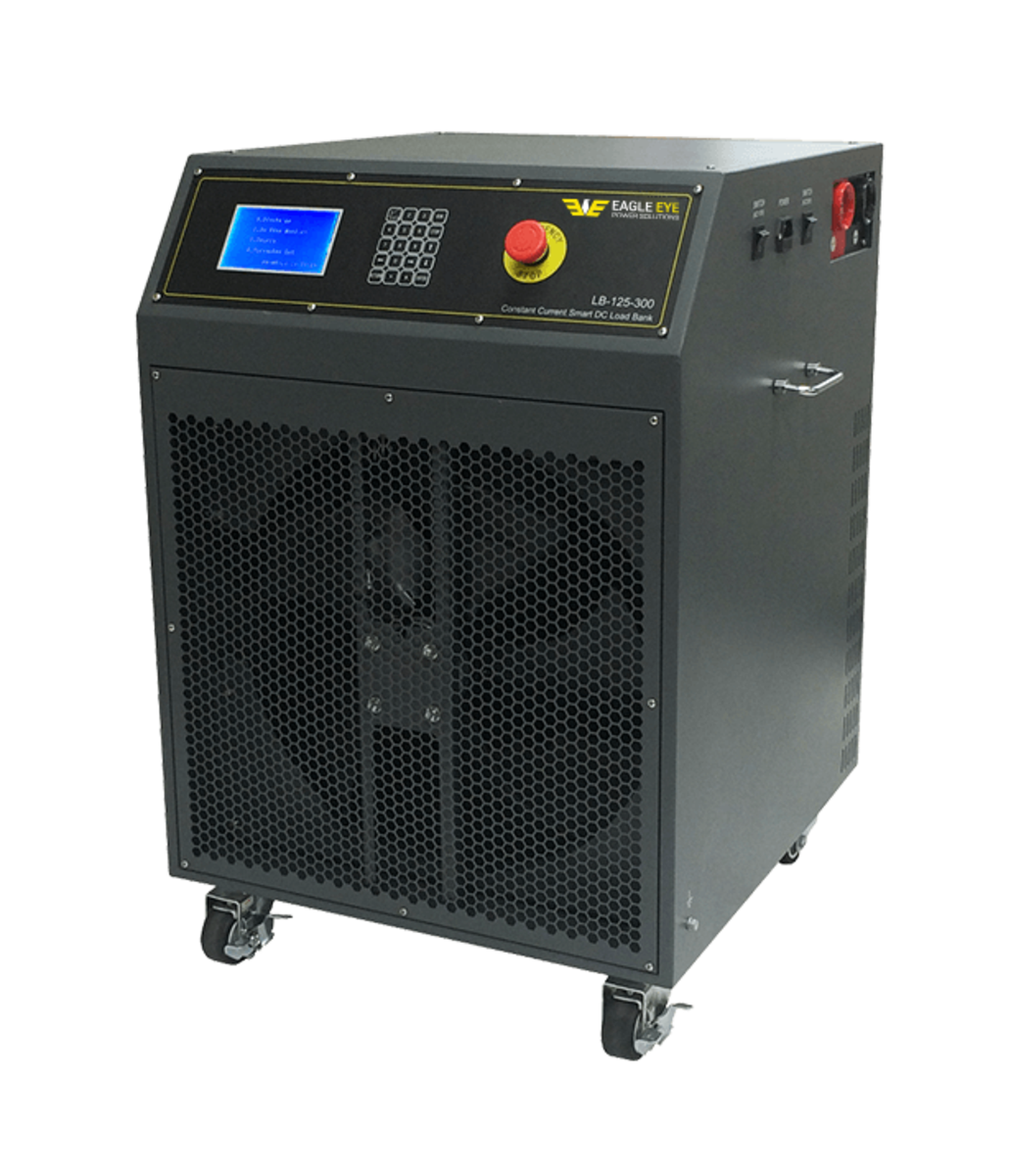 LB-48-200-CC LB-Series Constant Current DC Load Bank from Eagle Eye Power Solutions with LED display and portable enclosure for battery discharge testing.