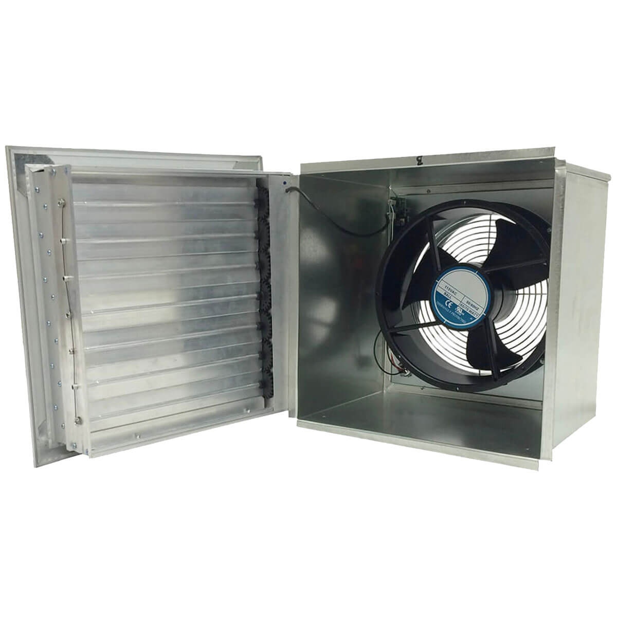 Interior view of an Eagle Eye Power Solutions gas and ventilation system showing the fan and vent