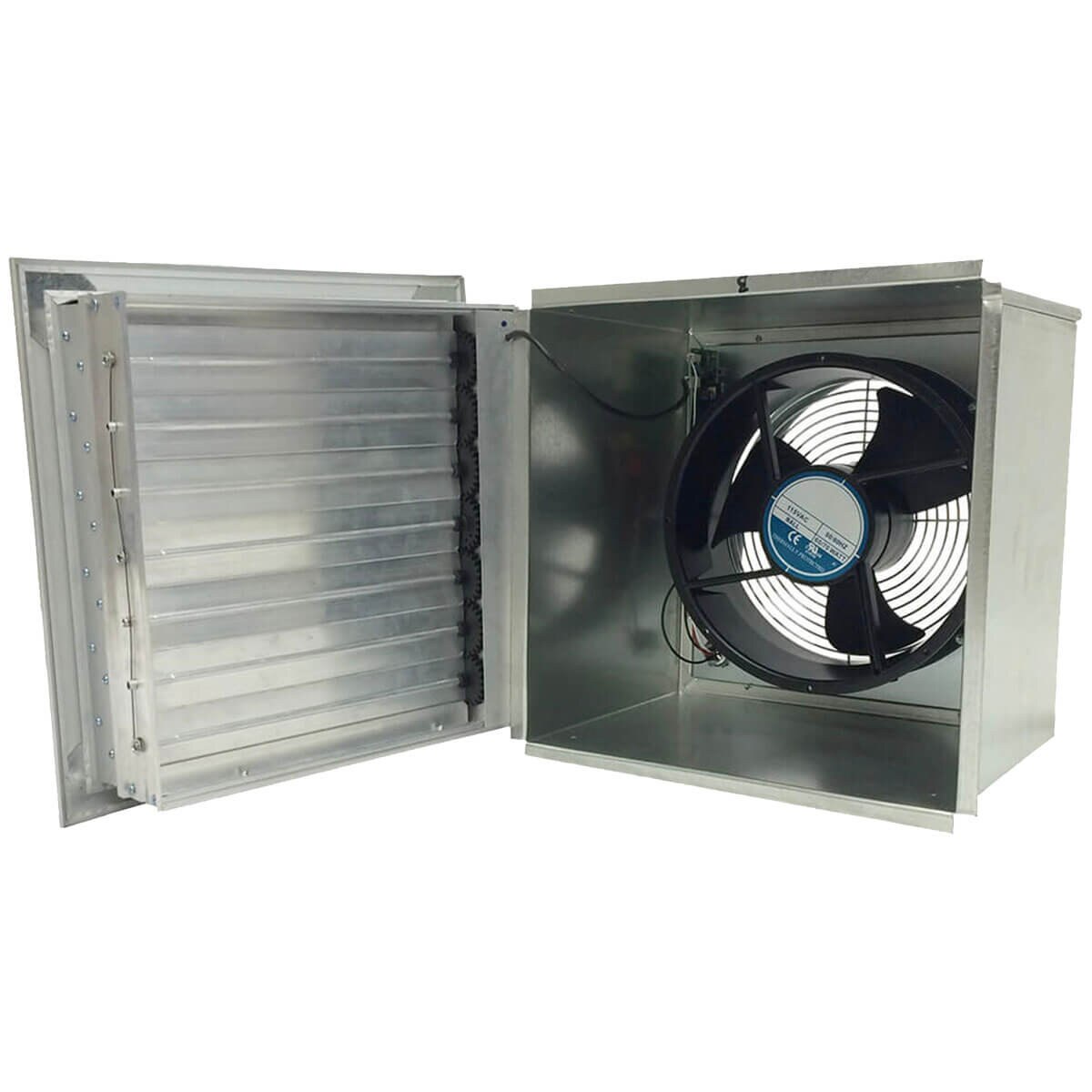 Interior view of an Eagle Eye Power Solutions gas and ventilation system showing the fan and vent